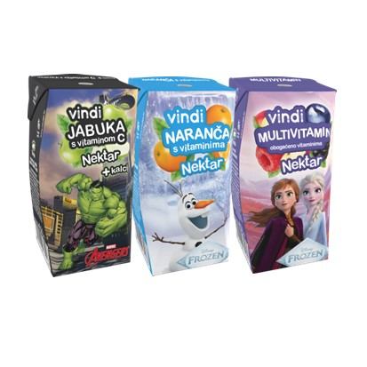 Vindi Disney nektar naranča, nektar multivitamin, jabuka+ca+vit 200 ml