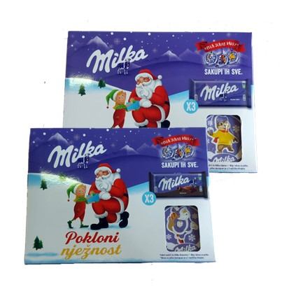 Milka poklon paket  3 x čokolada 80g + ukras