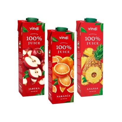 Vindi Juice 100% naranča, jabuka i ananas 1 L