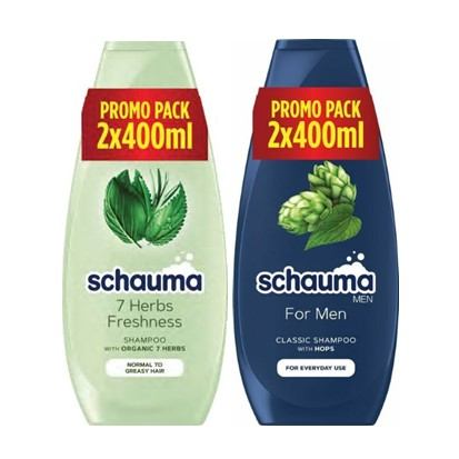 Šamponi Schauma 7 trava i men duopack 2x 400 ml