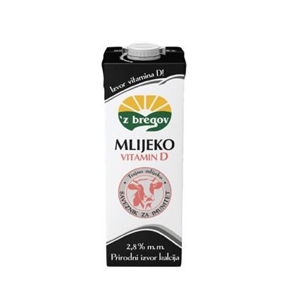 Mlijeko Vindija 2,8% m.m. + D vitamin 1 L