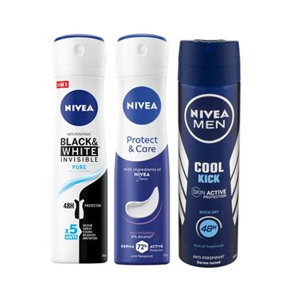 Deo sprej Nivea protect&care, black&white, cool kick men 150 ml