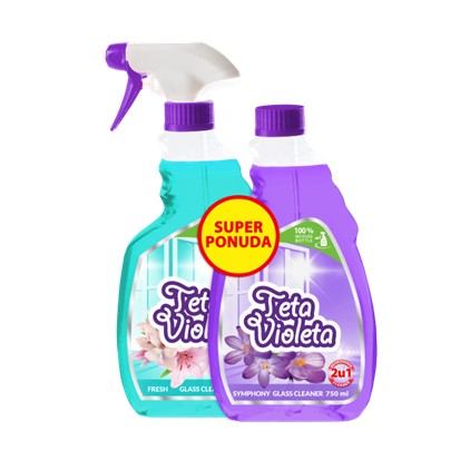 Teta Violeta sredstvo za pranje stakla fresh 750ml + refil symphony 750ml