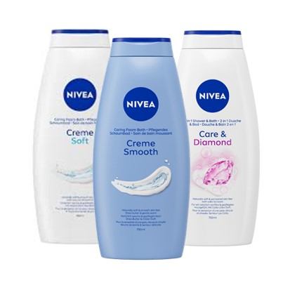 Gel za tuširanje Nivea creme smooth, creme soft, care&diamond 750 ml