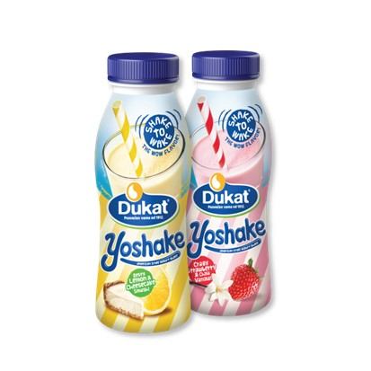 Jogurt Dukat Yoshake lemon cheescake lemon i strawberry vanilla 300g