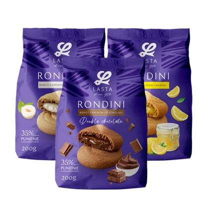 Krem biskvit Rondini limun-mak, bijeli lješnjak, čokolada 200 g Lasta