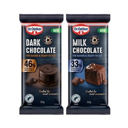 Čokolada za jelo i kuhanje Dr. Oetker mliječna i tamna 150 g