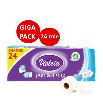 Toaletni papir Violeta pure&strong troslojni GIGA PACK 24 role