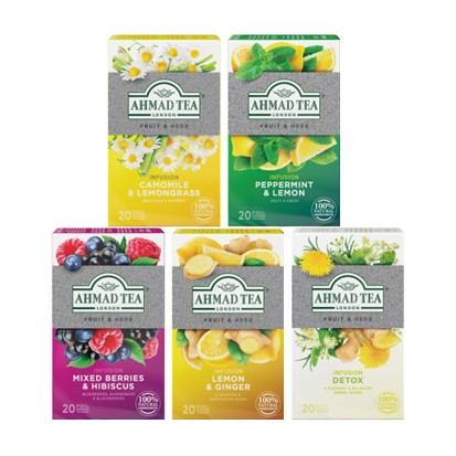 Čajevi Ahmad tea detox, kamilica/lim.trava, menta/limun, šumsko voće, liumn/đumbir 40 g