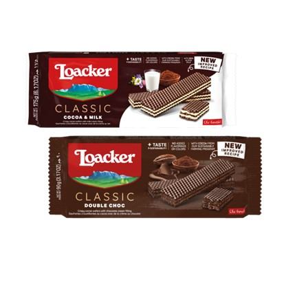 Napolitanke Loacker cacao & milk, double choc 175 g