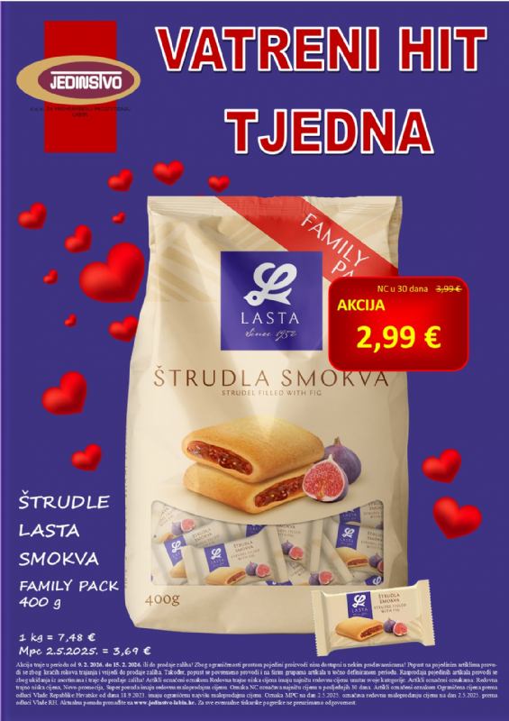 Vatreni hit tjedna u prodavaonicama Jedinstva od 9.2.- 15.2.2026.