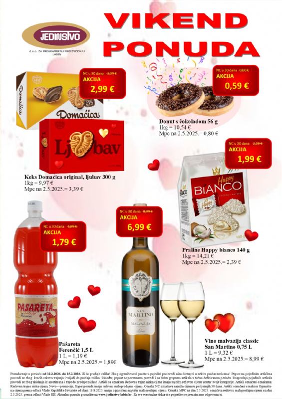 Vikend ponuda u prodavaonicama Jedinstva od 12.2. do 15.2.2026.