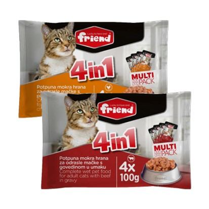 Hrana za mačke Friend govedina, piletina multipack 4 x 100 g