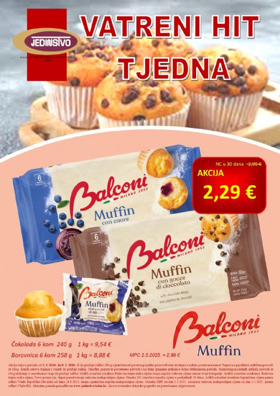 Vatreni hit tjedna u prodavaonicama Jedinstva od 2. 3. - 8. 3. 2026.