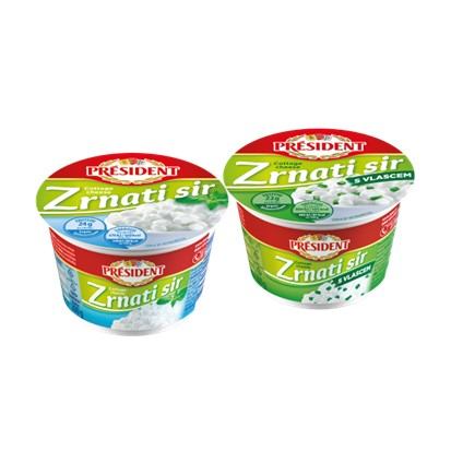 Svježi zrnati sir, s vlascem President 200 g