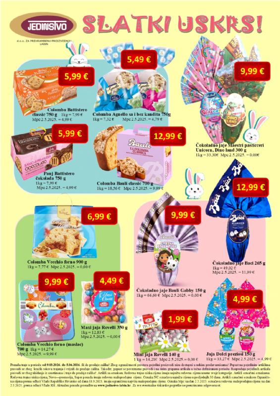 Prigodna uskrsna ponuda u prodavaonicama Jedinstva!