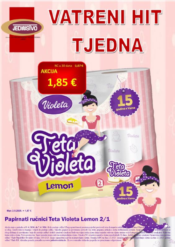 Vatreni hit tjedna u prodavaonicama Jedinstva od 1.6. - 7.6.2026.