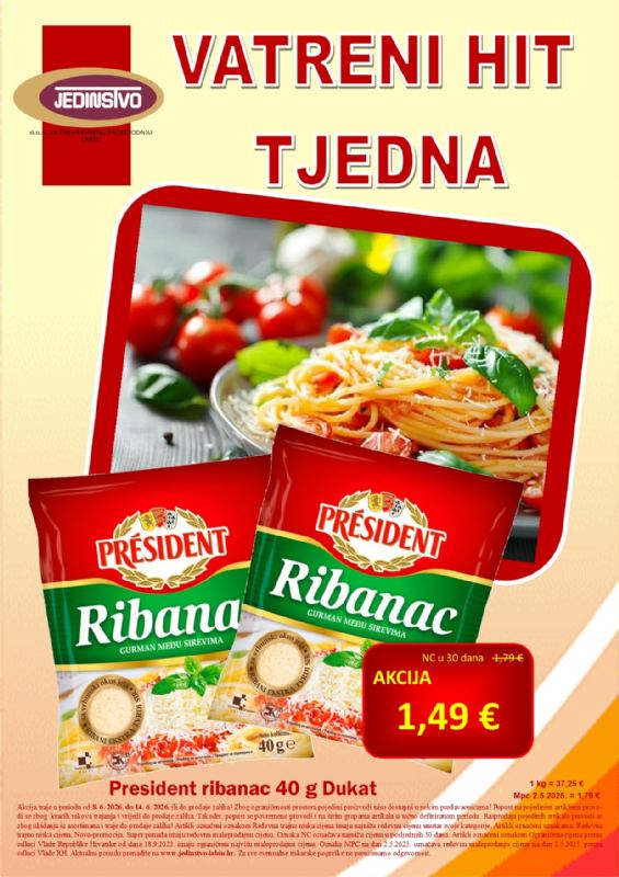 Vatreni hit tjedna u prodavaonicama Jedinstva od 8.6. - 14.6.2026.