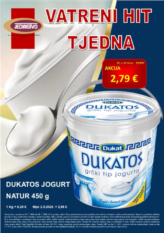 Vatreni hit tjedna u prodavaonicama Jedinstva od 13.7. - 19.7.2026.