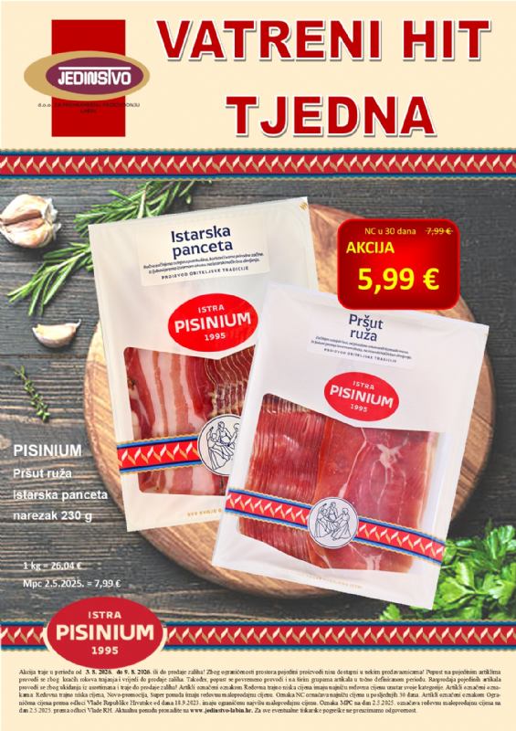 Vatreni hit tjedna u prodavaonicama Jedinstva od 3.8. - 9.8.2026.