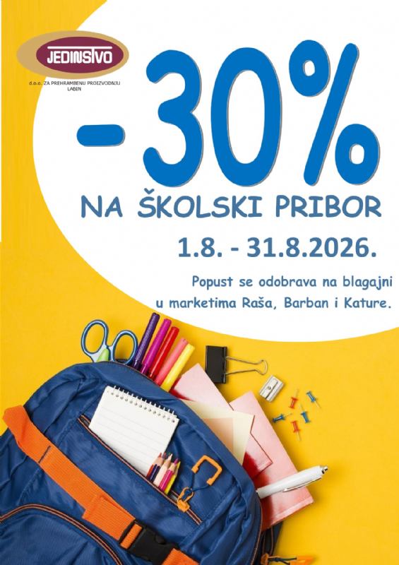 POPUST - 30 % na školski pribor