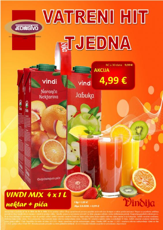 Vatreni hit tjedna u prodavaonicama Jedinstva od 24.8. - 30.8.2026.