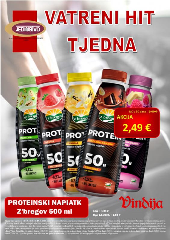 Vatreni hit tjedna u prodavaonicama Jedinstva od 7.9. - 13.9.2026.