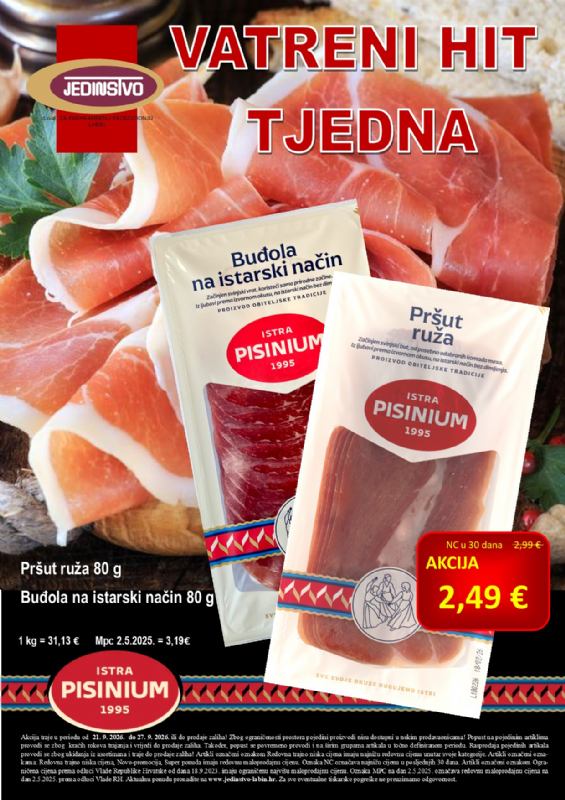 Vatreni hit tjedna u prodavaonicama Jedinstva od 21.9. - 27.9.2026.