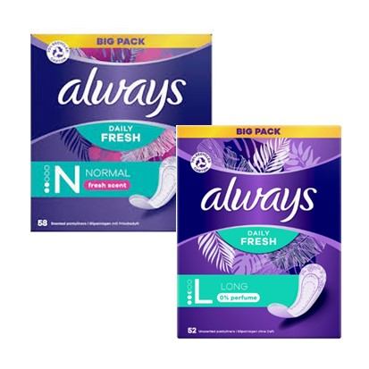 Dnevni ulošci Always normal fresh 58 komada, long 52 komada