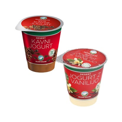 Desertni jogurti kavni i vanilija Zelene doline 150 g