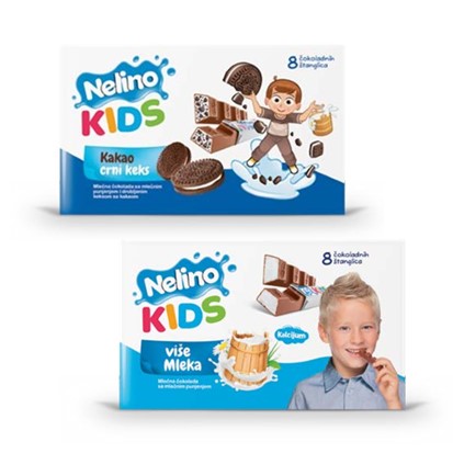 Čokolade Nelino kids mliječna 100 g i kakao - keks 93 g