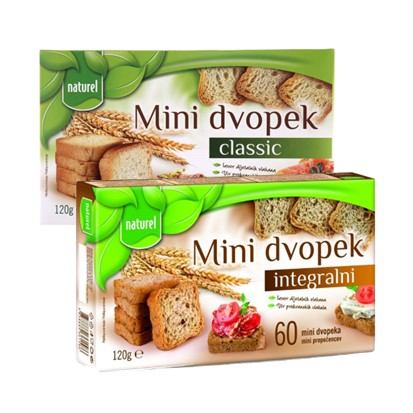 Mini dvopek Naturel classic, integralni 120 g